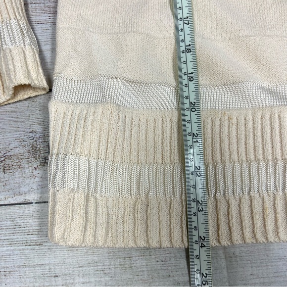St. John Sport White Cream Striped Cardigan Wool Sweater Size L FLAWS - Picture 16 of 16